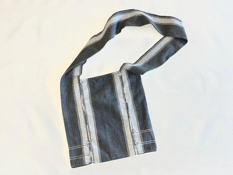 Bold Tribal Hand-Woven Shoulder Bag - Natural Dark Charcoal