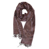 Artisan Hand-Woven Fringed Wrap Scarf- Mahogany