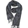 Artisan Hand-Woven Fringed Wrap Scarf- Midnight