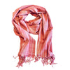 Artisan Hand-Woven Fringed Wrap Scarf- Flamingo