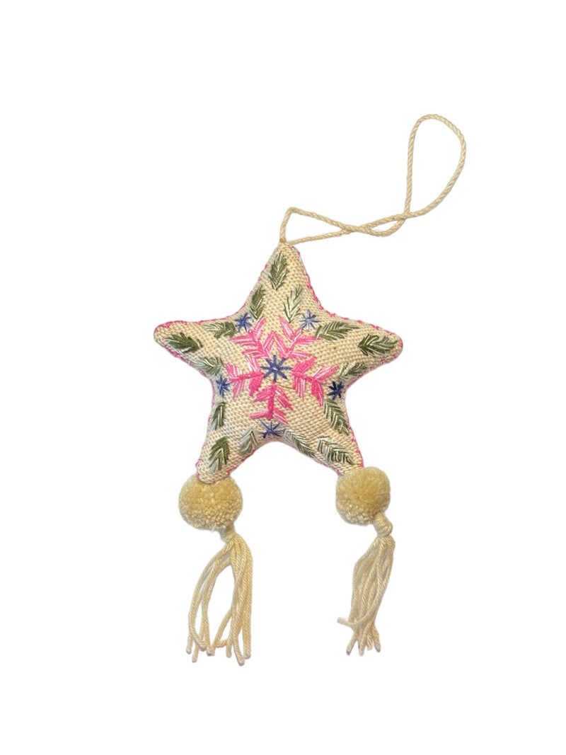 "Karen" Hill Tribe Natural Hand-Stitched Start Ornament Made by The Huay Mei Village - 6"