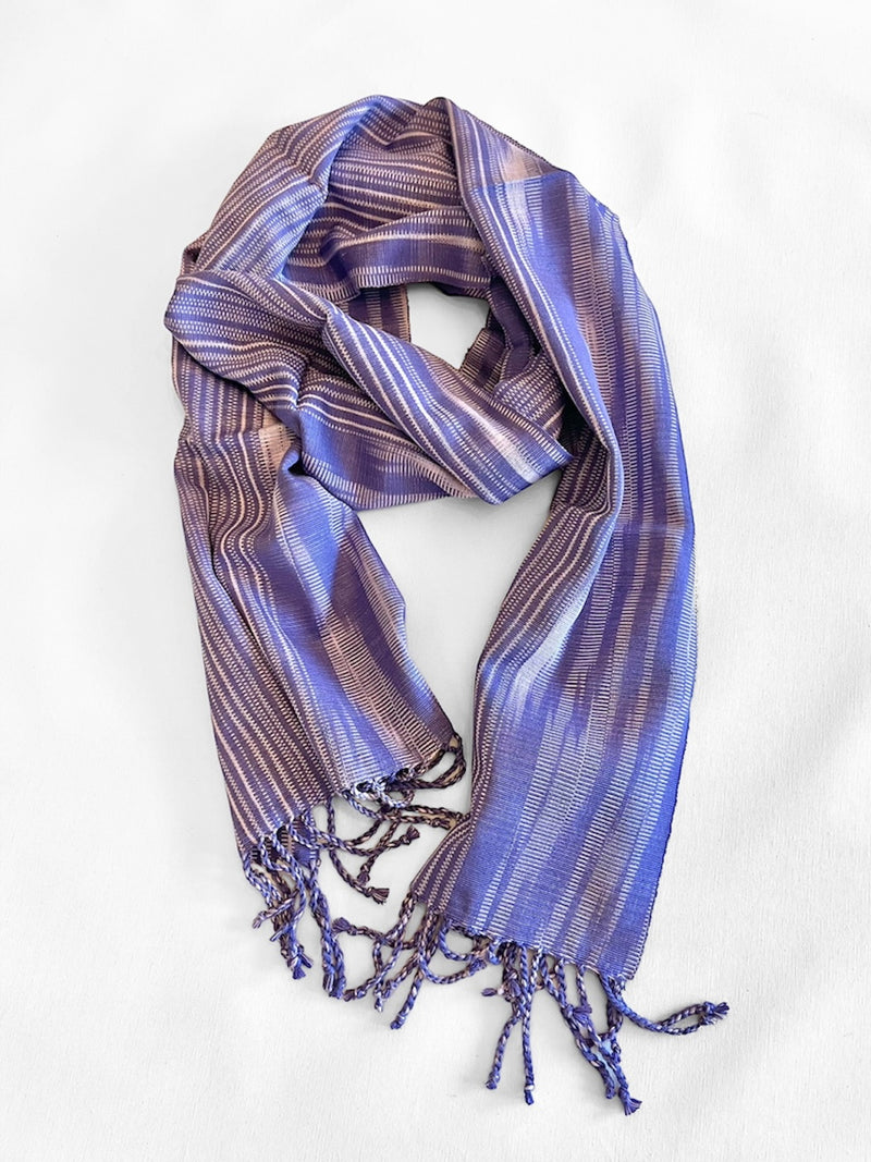 Artisan Hand-Woven Fringed Wrap Scarf- Lavender
