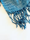Artisan Hand-Woven Fringed Wrap Scarf- Deep Waters