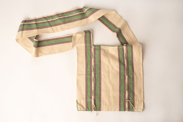 Bold Tribal Hand-Woven Shoulder Bag - Natural and Fern Stripe
