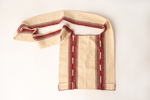 Bold Tribal Hand-Woven Shoulder Bag - Natural Cabernet Stripe