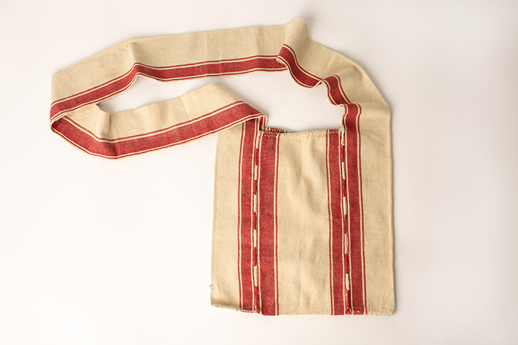 Bold Tribal Hand-Woven Shoulder Bag - Natural and Grenache Red