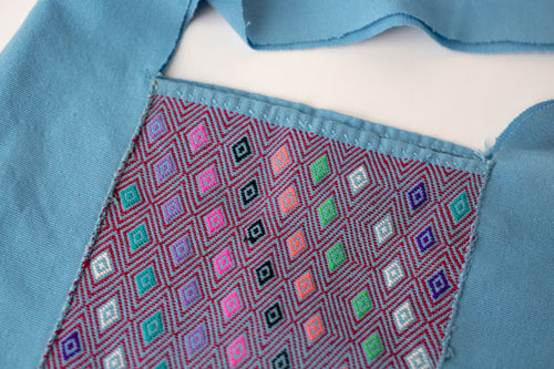Hand-Woven Hua Loa Shoulder Bag - Sky and Multicolor