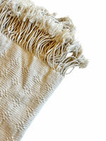 "Tribal Diamond" Natural Ivory Cotton Blanket  51'"W x 62'"L